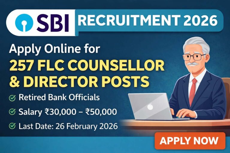 SBI Recruitment 2026 for 257 FLC Counsellor and Director posts apply online