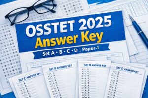 OSSTET 2025 provisional answer key PDF for Paper-I showing set-wise scoring key for Arts, PCM, CBZ, Sanskrit and Urdu subjects